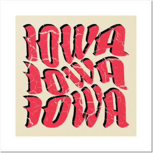 IOWA Vintage Typography Design V2 Posters and Art